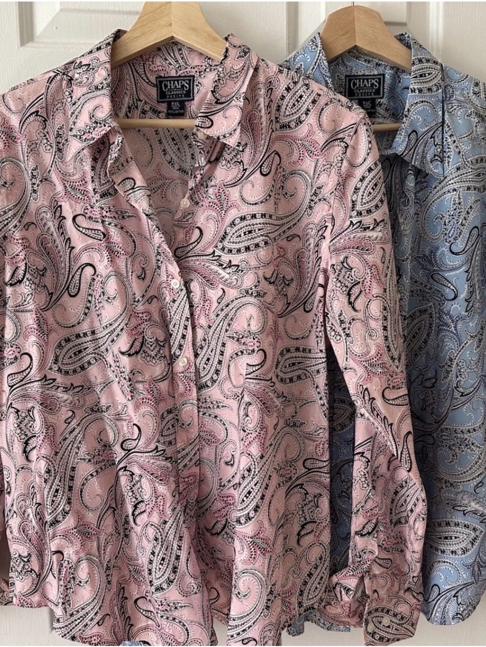 Chaps women’s Pink and blue Paisley Button-Up Shirts set of 2 NEW Size XLP